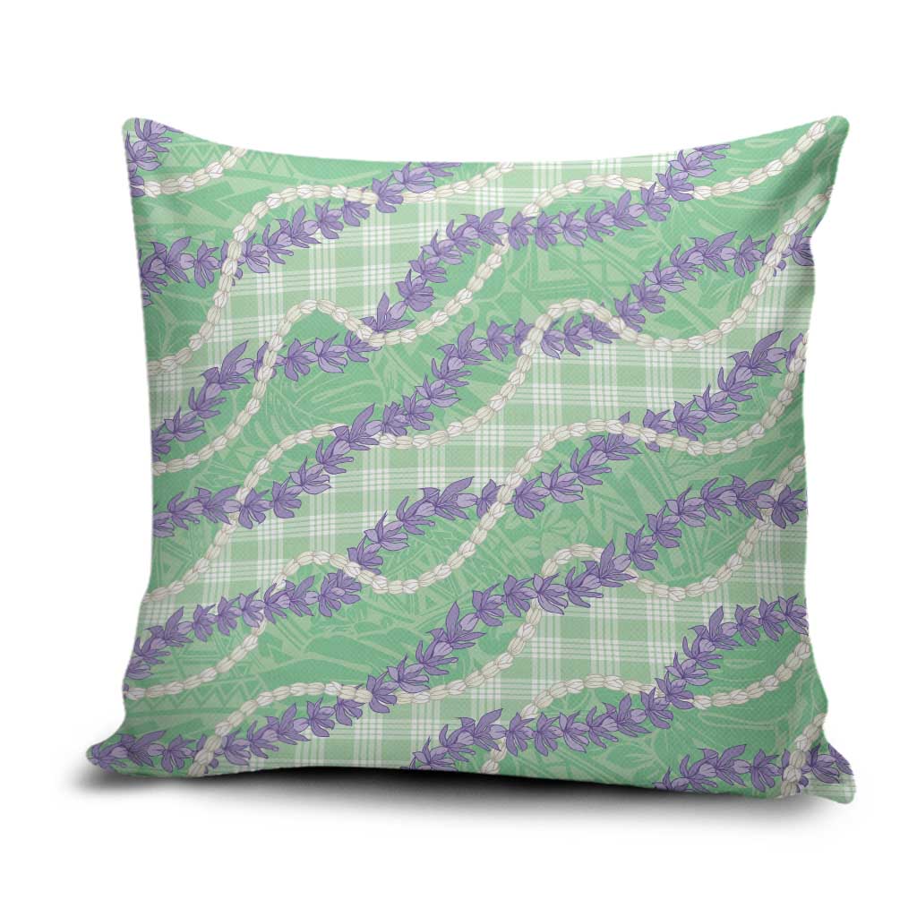Pastel Green Hawaii Palaka Honohono Pikake Pillow Cover Hawaiian Orchid Lei Polynesian Pattern - Polynesian Pride