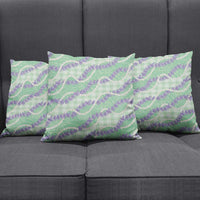 Pastel Green Hawaii Palaka Honohono Pikake Pillow Cover Hawaiian Orchid Lei Polynesian Pattern - Polynesian Pride