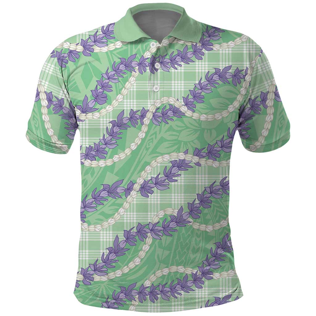 Pastel Green Hawaii Palaka Honohono Pikake Polo Shirt Hawaiian Orchid Lei Polynesian Pattern - Polynesian Pride
