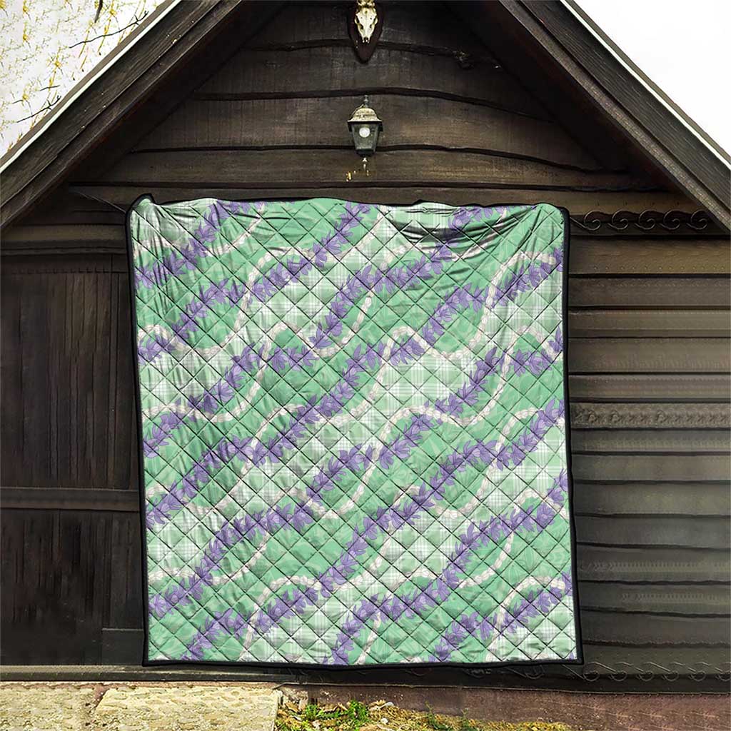 Pastel Green Hawaii Palaka Honohono Pikake Quilt Hawaiian Orchid Lei Polynesian Pattern - Polynesian Pride