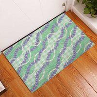 Pastel Green Hawaii Palaka Honohono Pikake Rubber Doormat Hawaiian Orchid Lei Polynesian Pattern LT14 - Polynesian Pride
