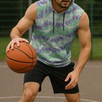 Pastel Green Hawaii Palaka Honohono Pikake Sleeveless Hoodie Hawaiian Orchid Lei Polynesian Pattern - Polynesian Pride