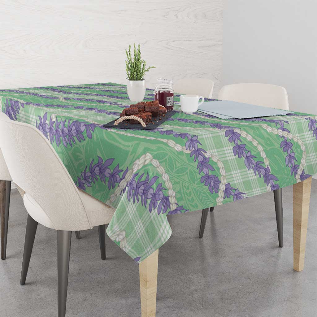 Pastel Green Hawaii Palaka Honohono Pikake Tablecloth Hawaiian Orchid Lei Polynesian Pattern LT14 - Polynesian Pride