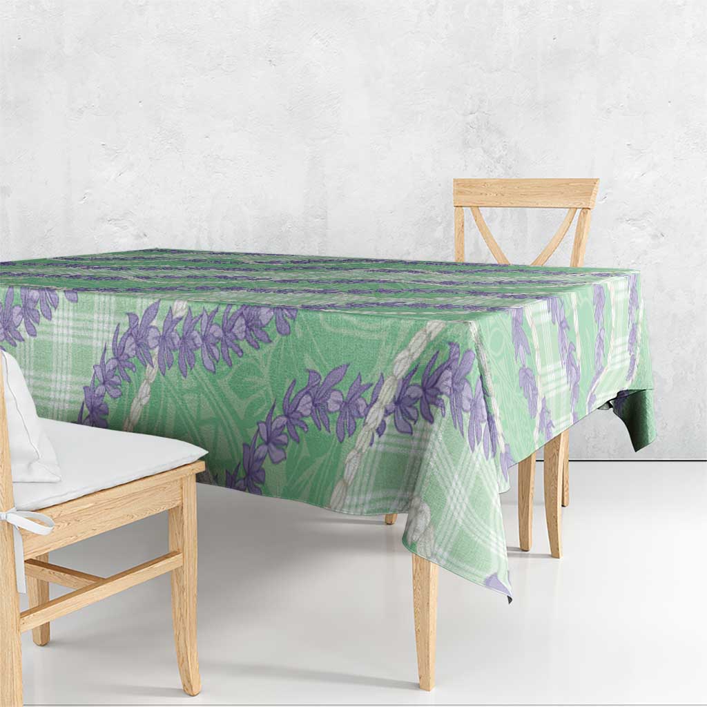 Pastel Green Hawaii Palaka Honohono Pikake Tablecloth Hawaiian Orchid Lei Polynesian Pattern LT14 - Polynesian Pride