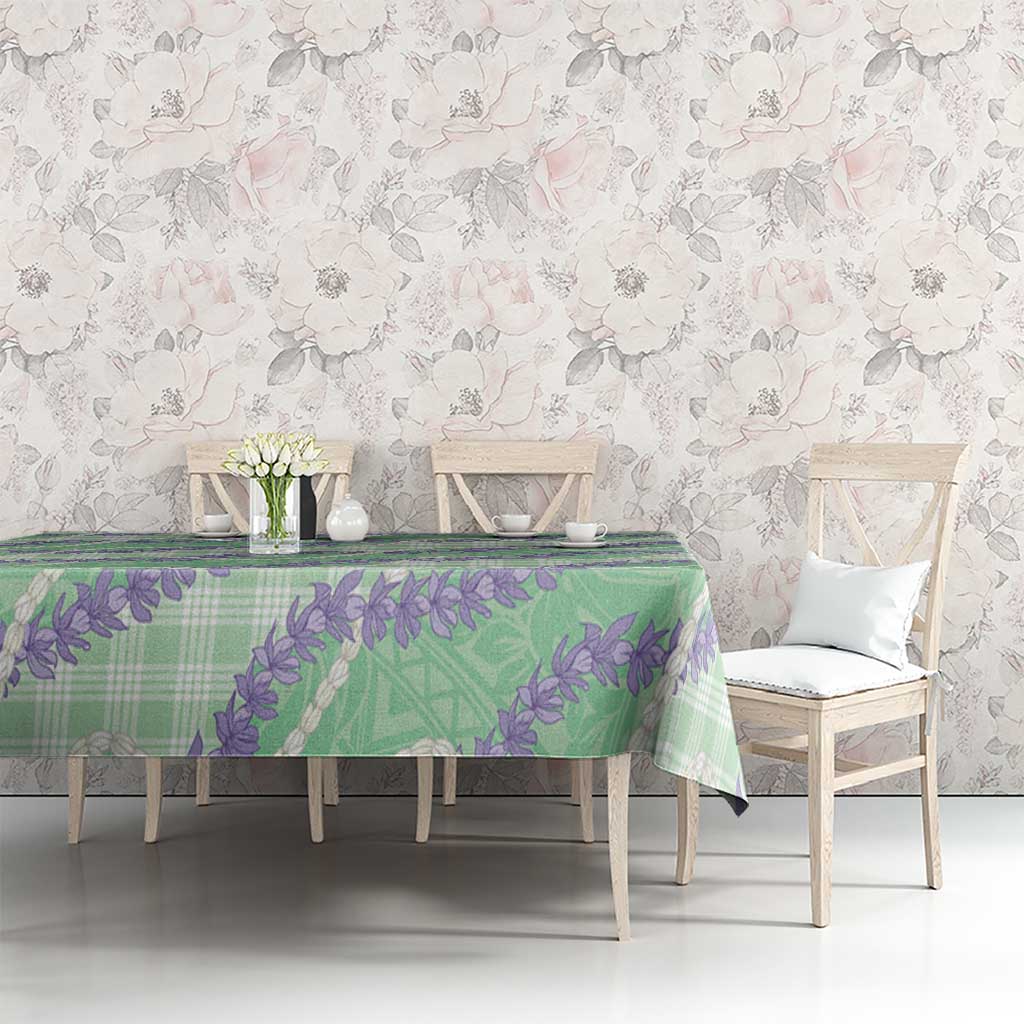 Pastel Green Hawaii Palaka Honohono Pikake Tablecloth Hawaiian Orchid Lei Polynesian Pattern LT14 - Polynesian Pride