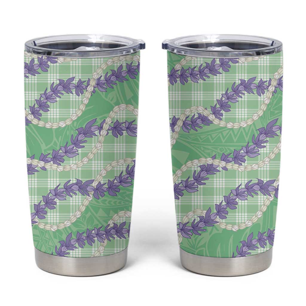 Pastel Green Hawaii Palaka Honohono Pikake Tumbler Cup Hawaiian Orchid Lei Polynesian Pattern - Polynesian Pride