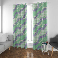 Pastel Green Hawaii Palaka Honohono Pikake Window Curtain Hawaiian Orchid Lei Polynesian Pattern - Polynesian Pride