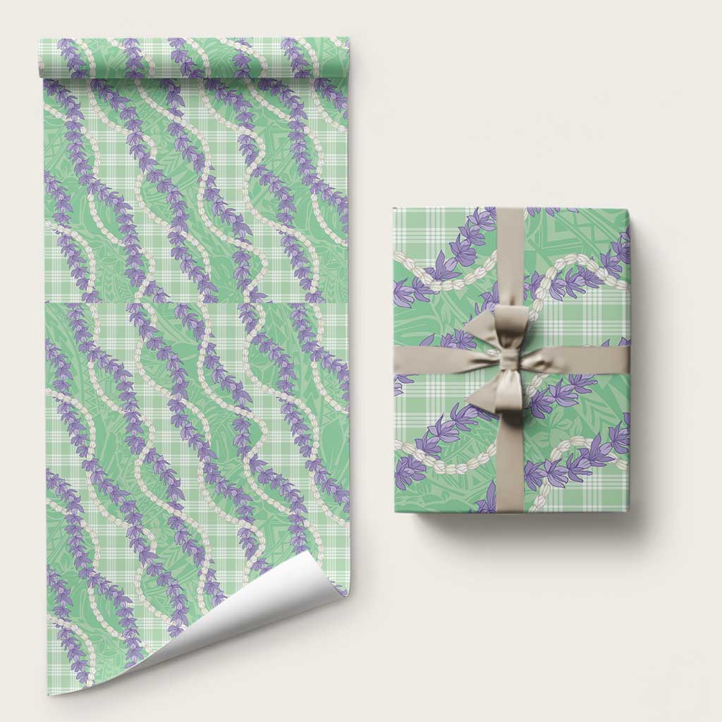 Pastel Green Hawaii Palaka Honohono Pikake Wrapping Paper Hawaiian Orchid Lei Polynesian Pattern LT14 58" × 23" Pastel Green - Polynesian Pride