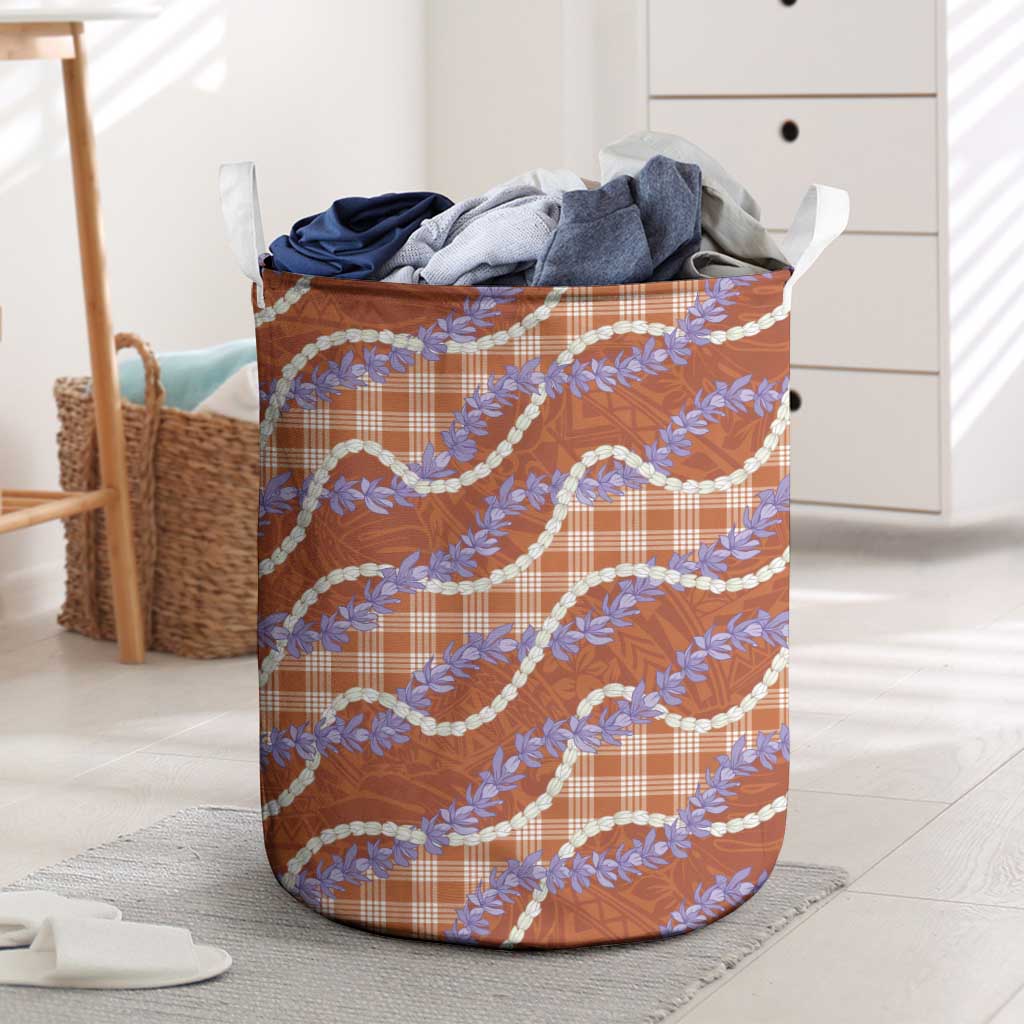 Orange Hawaii Palaka Honohono Pikake Laundry Basket Hawaiian Orchid Lei Polynesian Pattern LT14 Orange - Polynesian Pride