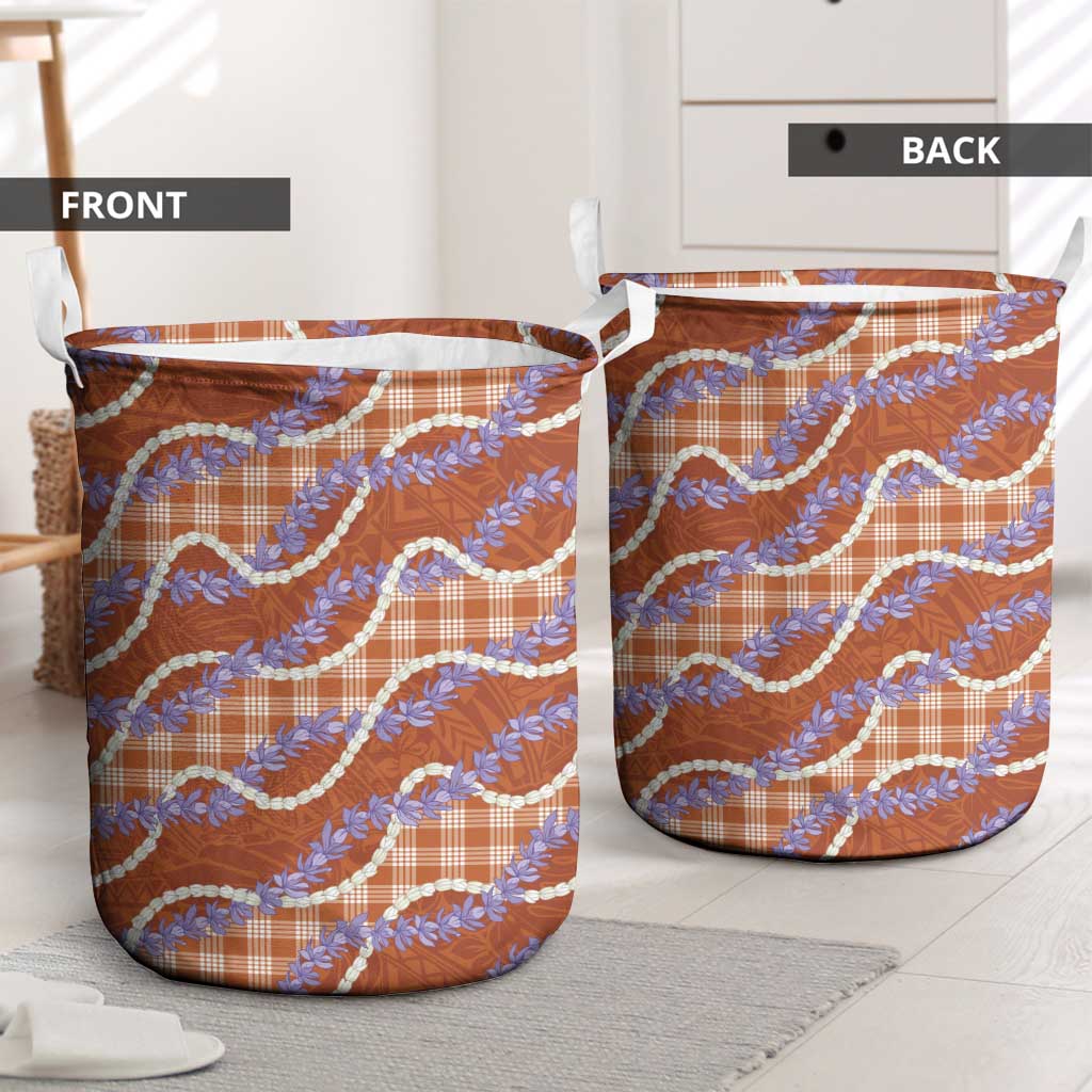 Orange Hawaii Palaka Honohono Pikake Laundry Basket Hawaiian Orchid Lei Polynesian Pattern LT14 - Polynesian Pride