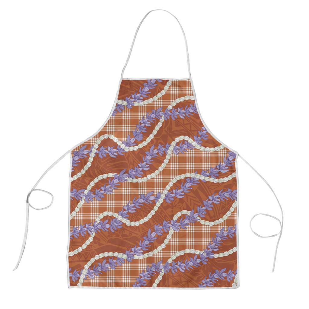 Orange Hawaii Palaka Honohono Pikake Apron Hawaiian Orchid Lei Polynesian Pattern - Polynesian Pride
