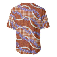 Orange Hawaii Palaka Honohono Pikake Baseball Jersey Hawaiian Orchid Lei Polynesian Pattern - Polynesian Pride