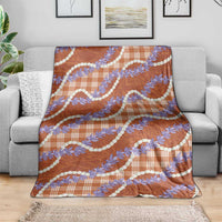 Orange Hawaii Palaka Honohono Pikake Blanket Hawaiian Orchid Lei Polynesian Pattern - Polynesian Pride