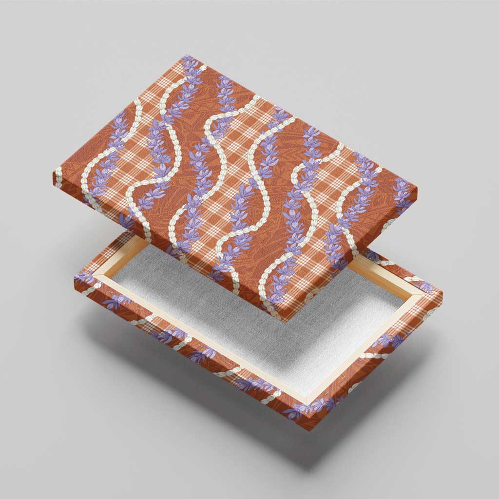 Orange Hawaii Palaka Honohono Pikake Canvas Wall Art Hawaiian Orchid Lei Polynesian Pattern - Polynesian Pride