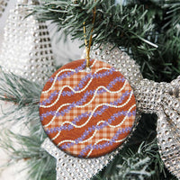 Orange Hawaii Palaka Honohono Pikake Ceramic Ornament Hawaiian Orchid Lei Polynesian Pattern - Polynesian Pride