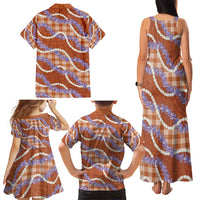 Orange Hawaii Palaka Honohono Pikake Family Matching Tank Maxi Dress and Hawaiian Shirt Hawaiian Orchid Lei Polynesian Pattern - Polynesian Pride