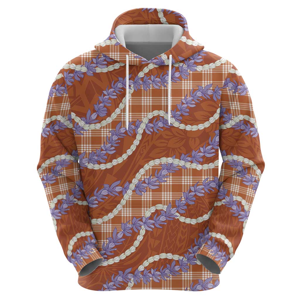 Orange Hawaii Palaka Honohono Pikake Hoodie Hawaiian Orchid Lei Polynesian Pattern - Polynesian Pride