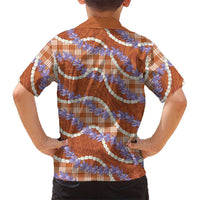 Orange Hawaii Palaka Honohono Pikake Kid Hawaiian Shirt Hawaiian Orchid Lei Polynesian Pattern LT14 - Polynesian Pride