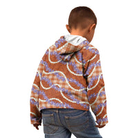 Orange Hawaii Palaka Honohono Pikake Kid Hoodie Hawaiian Orchid Lei Polynesian Pattern - Polynesian Pride