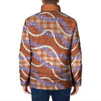 Orange Hawaii Palaka Honohono Pikake Padded Jacket Hawaiian Orchid Lei Polynesian Pattern - Polynesian Pride