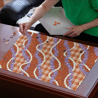 Orange Hawaii Palaka Honohono Pikake Puzzle Hawaiian Orchid Lei Polynesian Pattern - Polynesian Pride