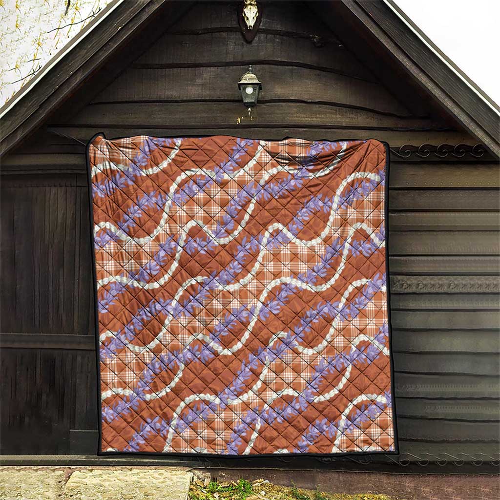 Orange Hawaii Palaka Honohono Pikake Quilt Hawaiian Orchid Lei Polynesian Pattern - Polynesian Pride