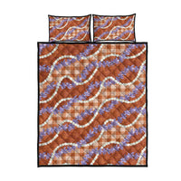 Orange Hawaii Palaka Honohono Pikake Quilt Bed Set Hawaiian Orchid Lei Polynesian Pattern - Polynesian Pride