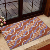 Orange Hawaii Palaka Honohono Pikake Rubber Doormat Hawaiian Orchid Lei Polynesian Pattern - Polynesian Pride