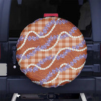 Orange Hawaii Palaka Honohono Pikake Spare Tire Cover Hawaiian Orchid Lei Polynesian Pattern - Polynesian Pride
