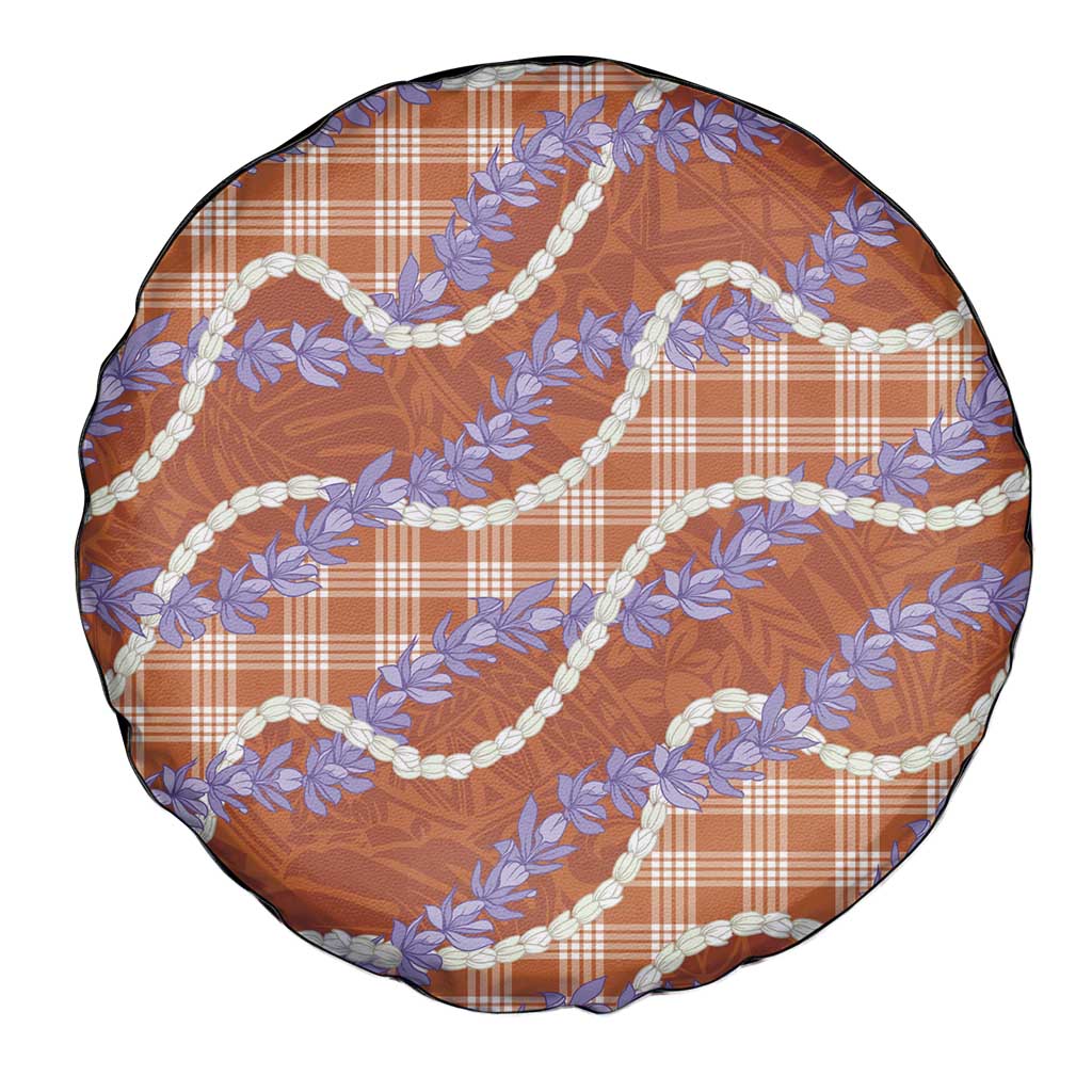 Orange Hawaii Palaka Honohono Pikake Spare Tire Cover Hawaiian Orchid Lei Polynesian Pattern - Polynesian Pride