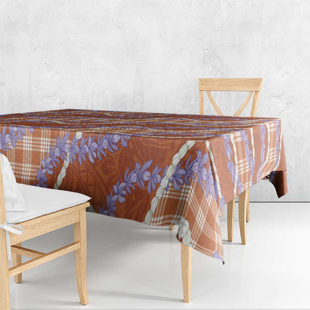 Orange Hawaii Palaka Honohono Pikake Tablecloth Hawaiian Orchid Lei Polynesian Pattern - Polynesian Pride