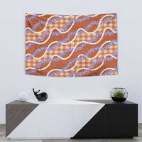Orange Hawaii Palaka Honohono Pikake Tapestry Hawaiian Orchid Lei Polynesian Pattern - Polynesian Pride