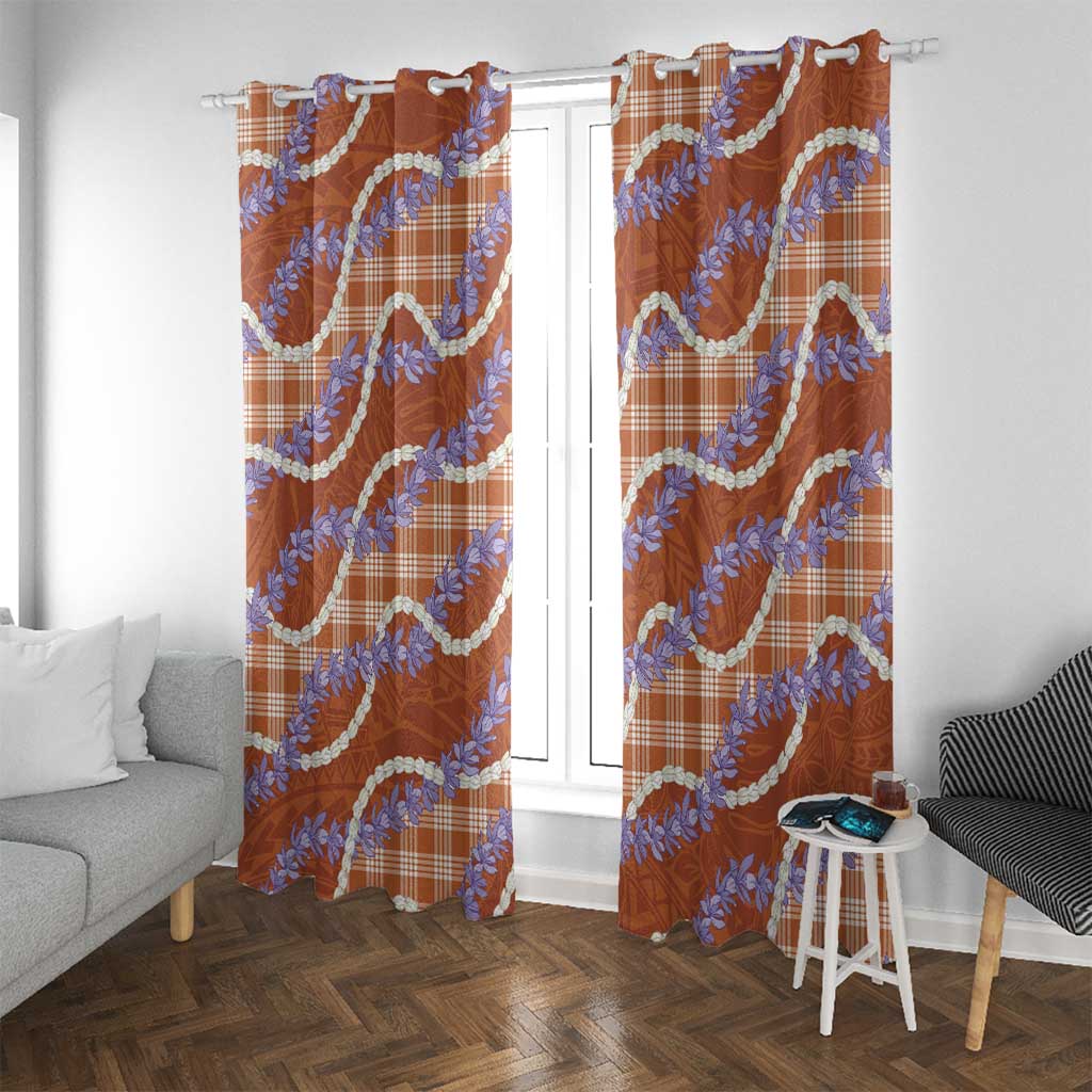Orange Hawaii Palaka Honohono Pikake Window Curtain Hawaiian Orchid Lei Polynesian Pattern - Polynesian Pride