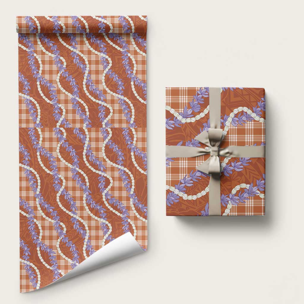 Orange Hawaii Palaka Honohono Pikake Wrapping Paper Hawaiian Orchid Lei Polynesian Pattern LT14 58" × 23" Orange - Polynesian Pride