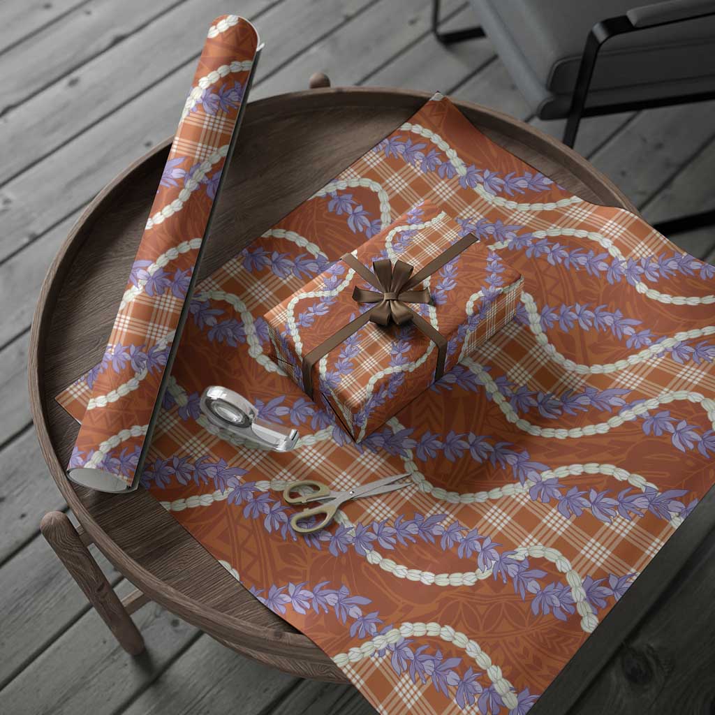 Orange Hawaii Palaka Honohono Pikake Wrapping Paper Hawaiian Orchid Lei Polynesian Pattern LT14 - Polynesian Pride