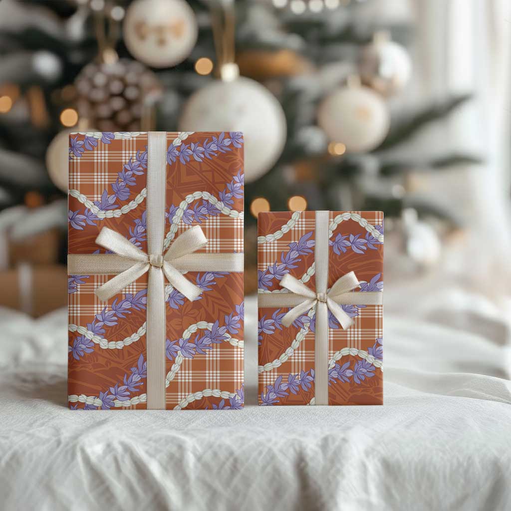 Orange Hawaii Palaka Honohono Pikake Wrapping Paper Hawaiian Orchid Lei Polynesian Pattern LT14 - Polynesian Pride