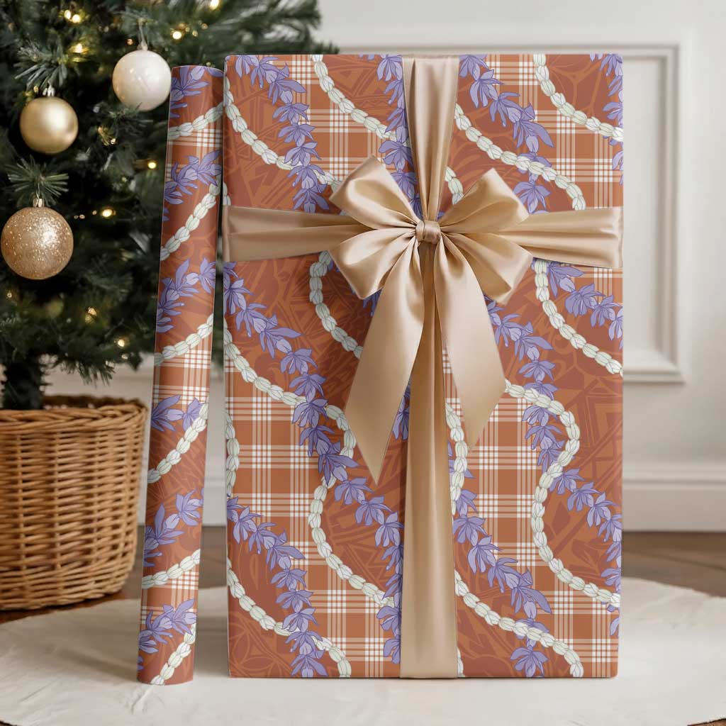 Orange Hawaii Palaka Honohono Pikake Wrapping Paper Hawaiian Orchid Lei Polynesian Pattern LT14 - Polynesian Pride