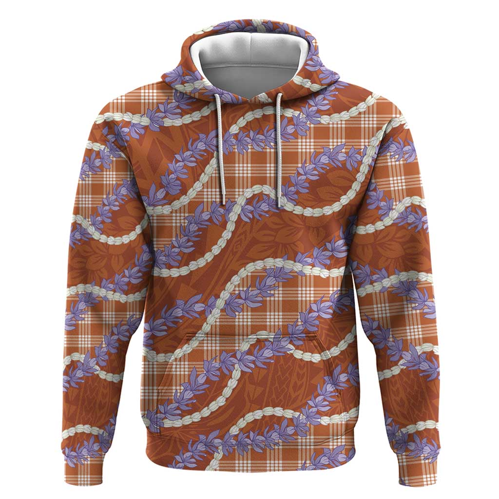 Orange Hawaii Palaka Honohono Pikake Zip Hoodie Hawaiian Orchid Lei Polynesian Pattern - Polynesian Pride