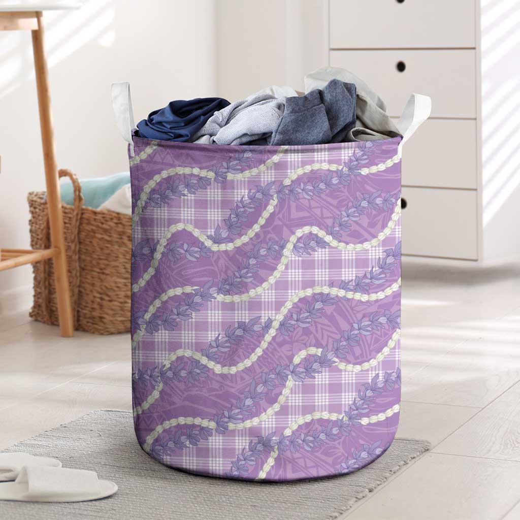 Purple Hawaii Palaka Honohono Pikake Laundry Basket Hawaiian Orchid Lei Polynesian Pattern LT14 Purple - Polynesian Pride