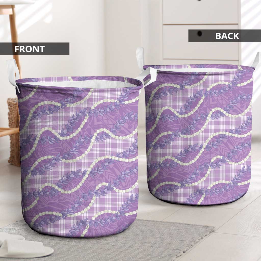 Purple Hawaii Palaka Honohono Pikake Laundry Basket Hawaiian Orchid Lei Polynesian Pattern LT14 - Polynesian Pride