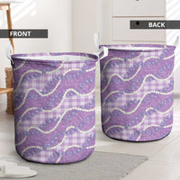 Purple Hawaii Palaka Honohono Pikake Laundry Basket Hawaiian Orchid Lei Polynesian Pattern LT14 - Polynesian Pride