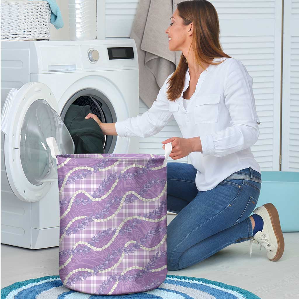 Purple Hawaii Palaka Honohono Pikake Laundry Basket Hawaiian Orchid Lei Polynesian Pattern LT14 - Polynesian Pride