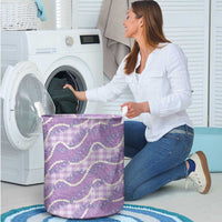 Purple Hawaii Palaka Honohono Pikake Laundry Basket Hawaiian Orchid Lei Polynesian Pattern LT14 - Polynesian Pride