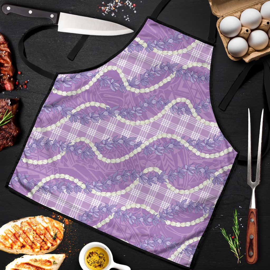 Purple Hawaii Palaka Honohono Pikake Apron Hawaiian Orchid Lei Polynesian Pattern - Polynesian Pride