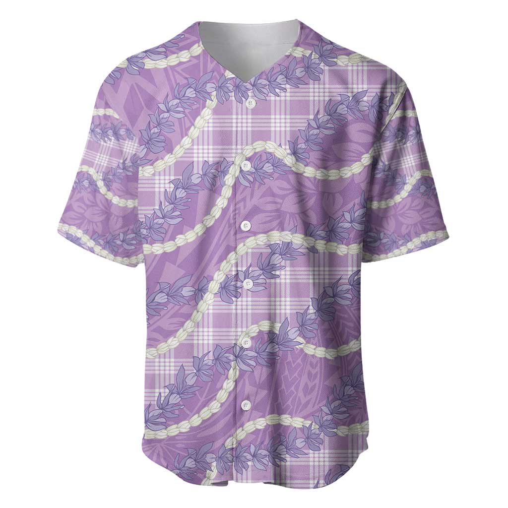 Purple Hawaii Palaka Honohono Pikake Baseball Jersey Hawaiian Orchid Lei Polynesian Pattern - Polynesian Pride