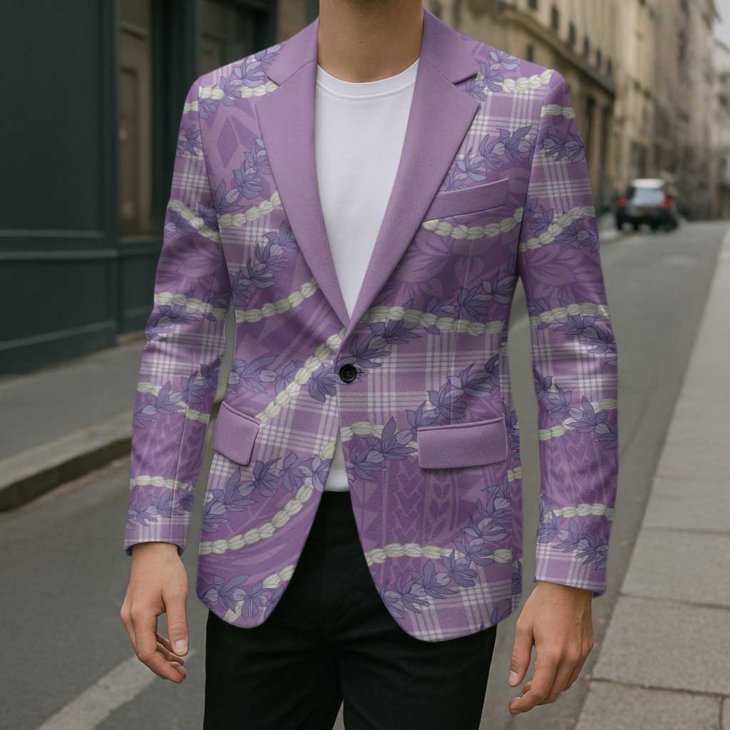 Purple Hawaii Palaka Honohono Pikake Blazer Hawaiian Orchid Lei Polynesian Pattern - Polynesian Pride