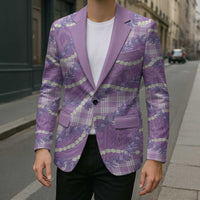 Purple Hawaii Palaka Honohono Pikake Blazer Hawaiian Orchid Lei Polynesian Pattern - Polynesian Pride