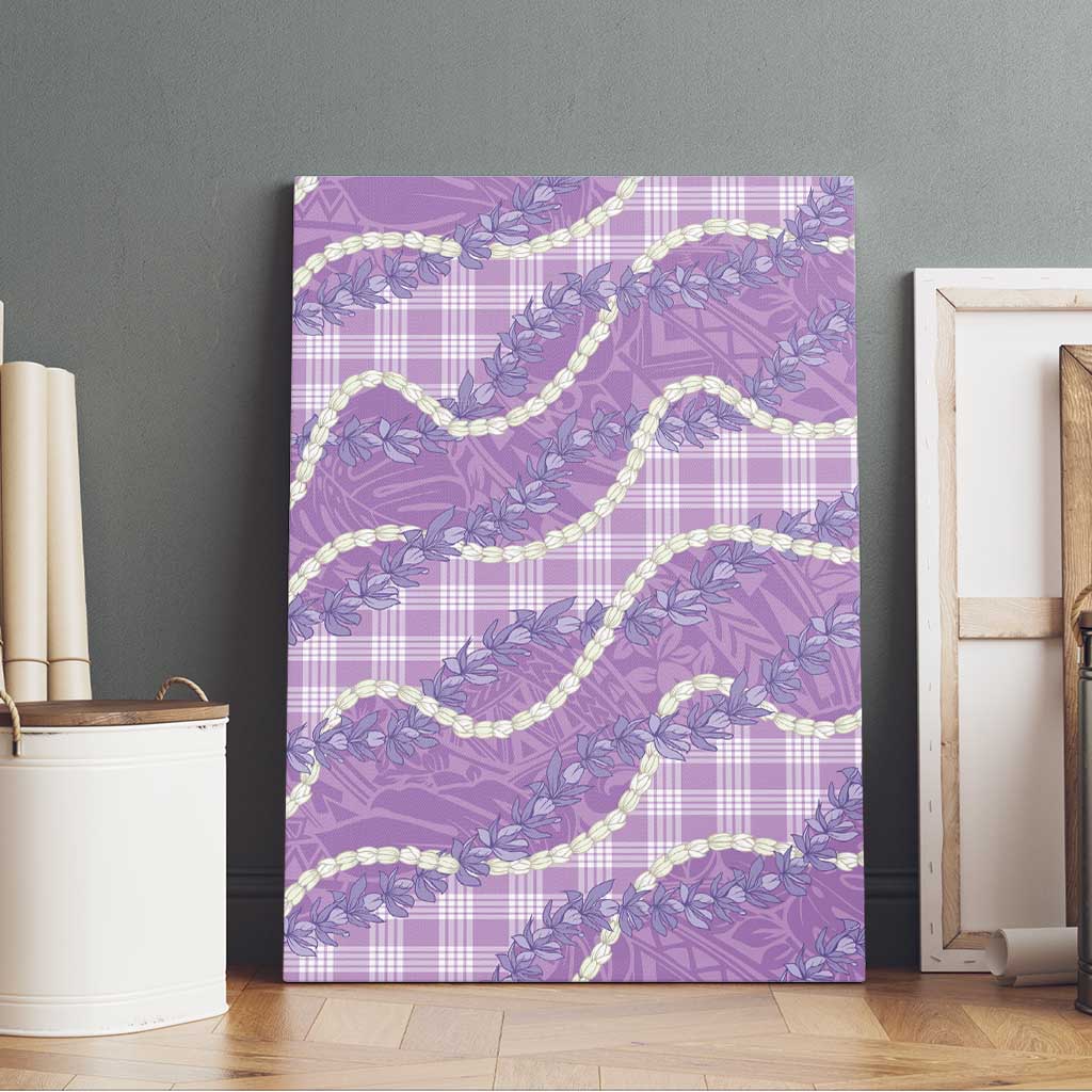 Purple Hawaii Palaka Honohono Pikake Canvas Wall Art Hawaiian Orchid Lei Polynesian Pattern - Polynesian Pride
