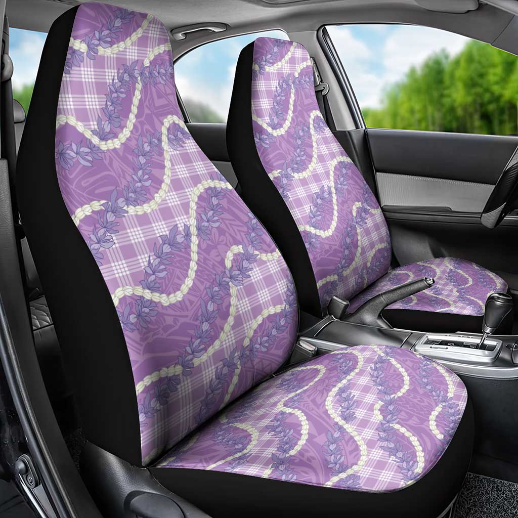 Purple Hawaii Palaka Honohono Pikake Car Seat Cover Hawaiian Orchid Lei Polynesian Pattern - Polynesian Pride