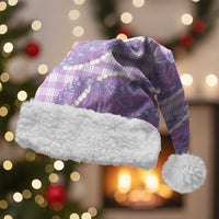 Purple Hawaii Palaka Honohono Pikake Christmas Santa Hat Hawaiian Orchid Lei Polynesian Pattern - Polynesian Pride